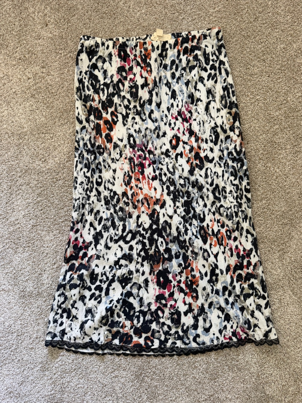 lovestitch Leopard Print Maxi Skirt with Pink & Orange Spots